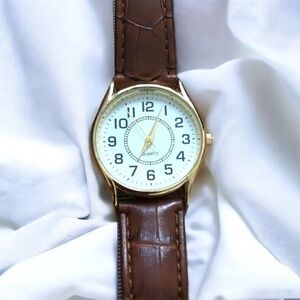 Brown Imitation Leather Quartz Watch Japan Movement